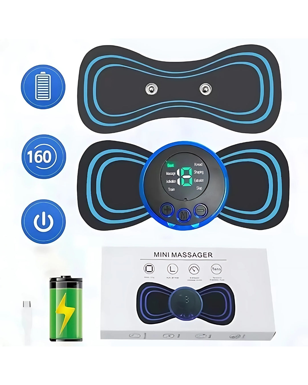 Mini Masajeador Muscular Recargable – Alivio inmediato para cuello, espalda y piernas